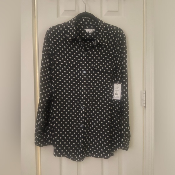 EQUIPMENT - SLIM SIGNATURE SILK SHIRT, XL, NWT - polka dots - Picture 5 of 9